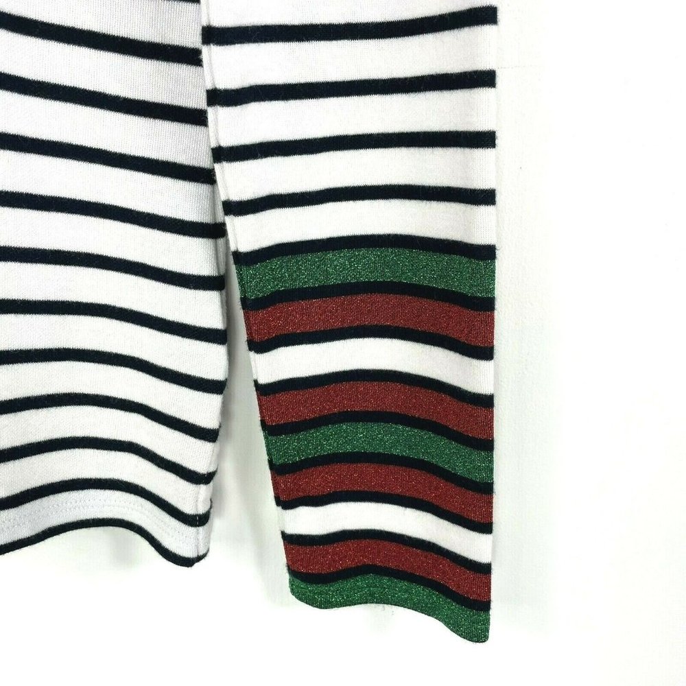 Boden Top Size 4 Stripes Glitter Cuff Tee Shirt Long Sleeve - Picture 2 of 5